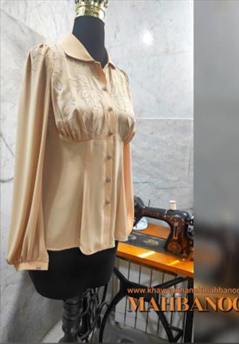 شومیز مجلسی با نقاشی روی پارچه